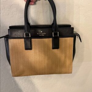 Kate Spade New York Cameron Street Candace Raffia and Leather Satchel. Excellent